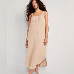 Sleeveless Tie-Back Shirred Maxi Dress for Women